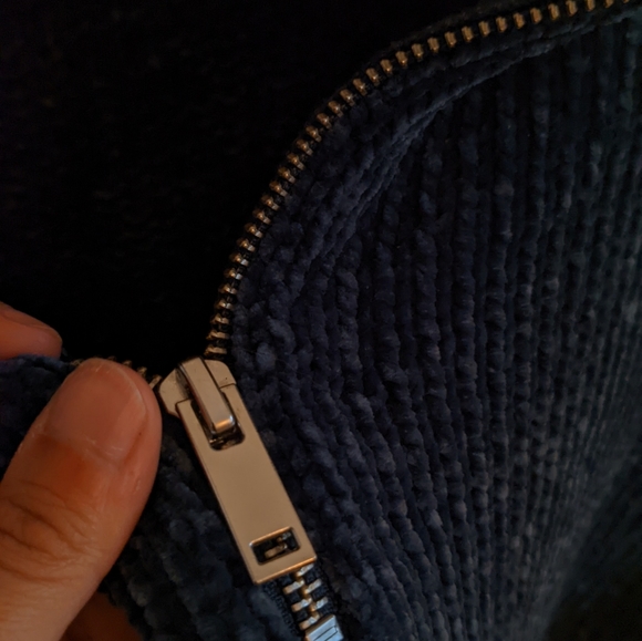 Blue green emerald jewel toned soft quarter zip sweater fleece top - Picture 3 of 4